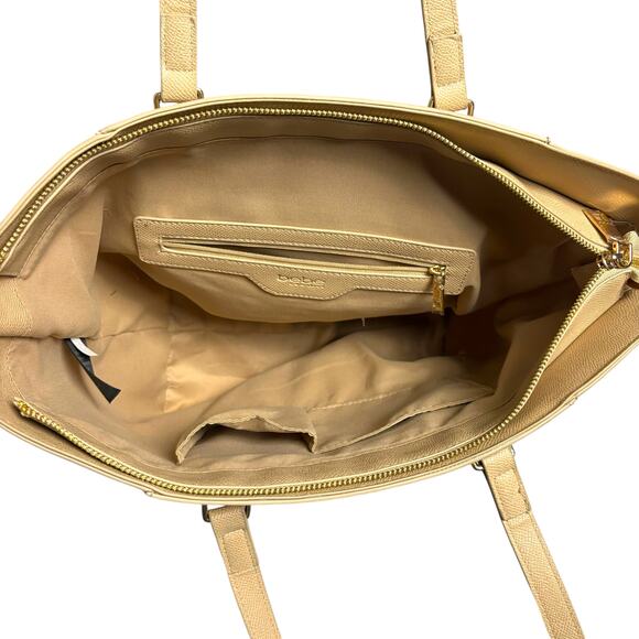 Bebe Ashley Logo Print Tote Bag Tan Handbag Purse XL Large School Work - Picture 8 of 16